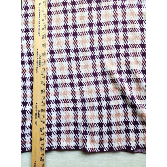 Top/Knit Sweater-Anne Klein-Houndstooth-Burgundy/Brown-Mock Turtleneck-Size LG-P - Picture 9 of 12